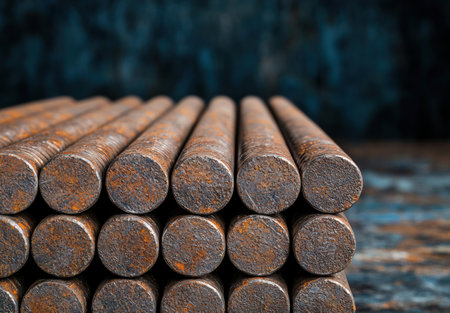 Stacked rusty metal pipesの素材