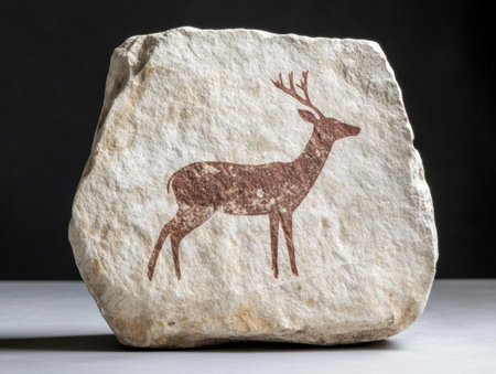 ancient rock carving of a deerの素材