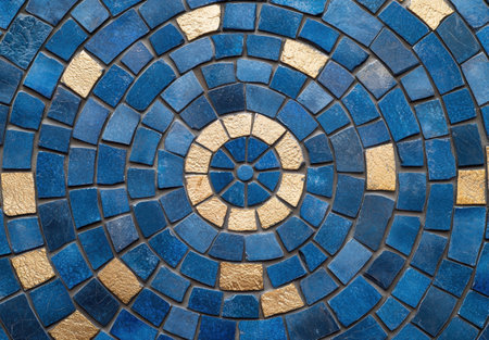Vibrant blue and gold mosaic patternの素材