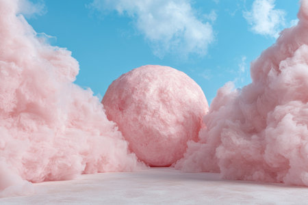 Surreal pink cotton candy cloud landscapeの素材