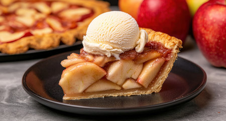 Delicious apple pie with ice creamの素材