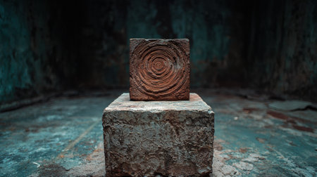 Spiral wood carving on stone plinthの素材