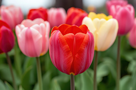 Vibrant tulips in bloomの素材