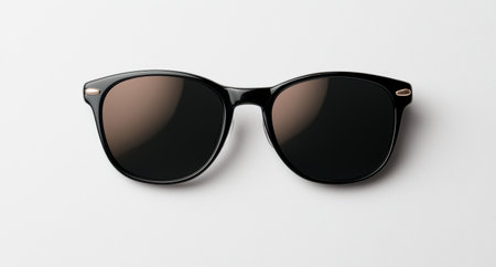stylish black sunglasses on white backgroundの素材
