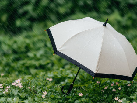 White umbrella in the rainの素材