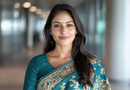 beautiful woman in traditional indian sariの素材