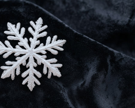 Intricate snowflake on dark fabricの素材