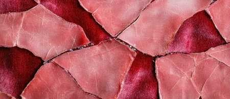 Broken glass texture in shades of redの素材
