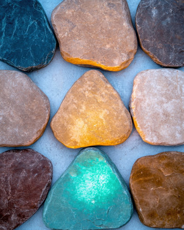 Assortment of colorful natural stonesの素材