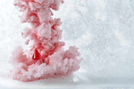 abstract pink smoke cloud against white backgroundの素材