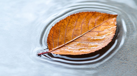 Vibrant autumn leaf in glass containerの素材
