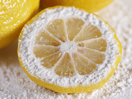 Sliced lemon with powdered sugarの素材