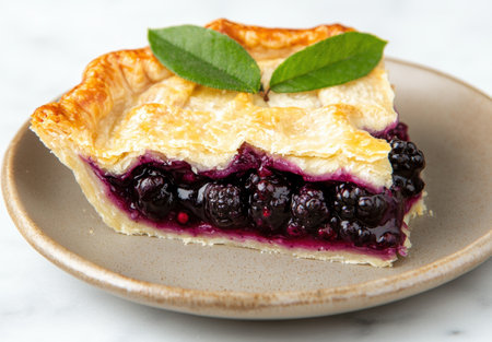 Delicious homemade blueberry pie with flaky crustの素材