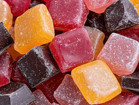 Assortment of colorful fruit gummy candiesの素材