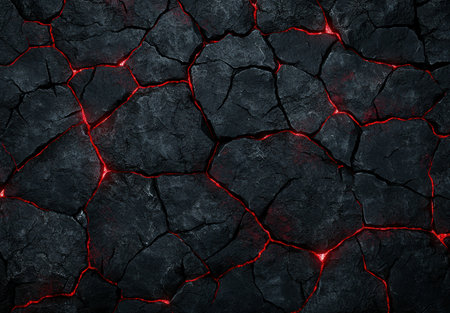 Dramatic cracked lava rock backgroundの素材