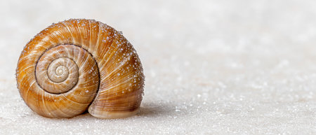 Ornate seashell on sparkling sandの素材