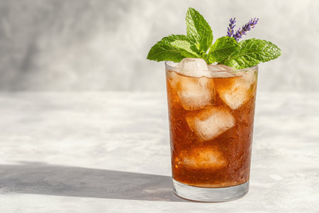refreshing iced tea with mint leavesの素材