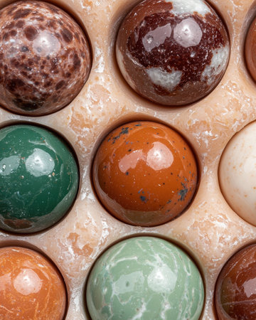 Colorful Marbles on Textured Surfaceの素材