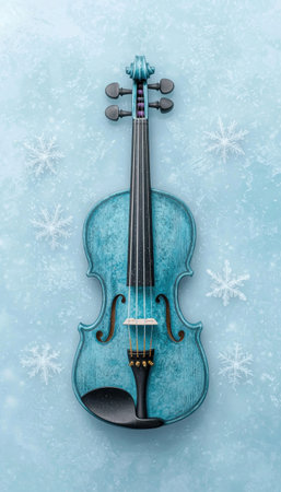 Icy blue violin in winter wonderlandの素材