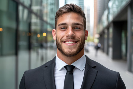 Smiling businessman in suit and tieの素材