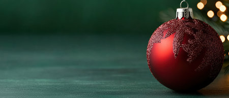 Festive red christmas ornament with glitterの素材