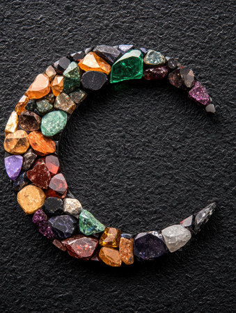 Colorful assortment of natural gemstones and crystalsの素材