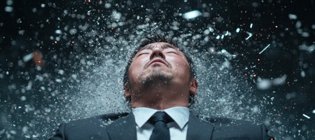 business executive splashed by waterの素材