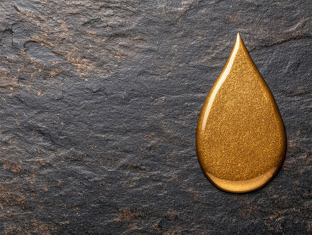 golden drop on dark stone backgroundの素材