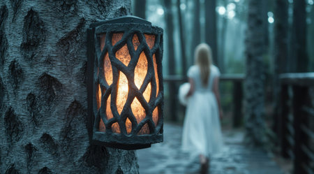 Mysterious figure in a dark forestの素材