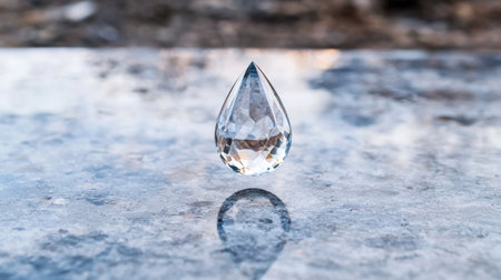 Sparkling crystal gem floating on waterの素材