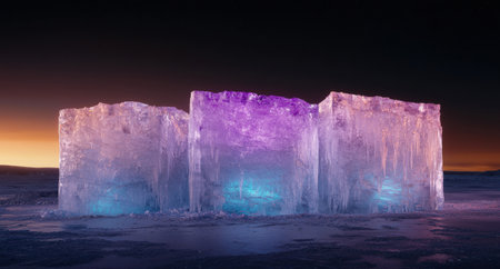 Stunning ice formations in a frozen landscapeの素材