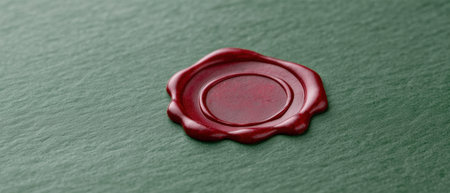Wax seal on green backgroundの素材