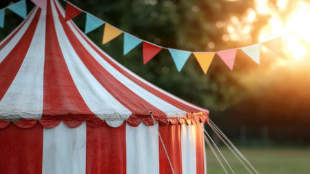 Colorful carnival tent with festive flagsの素材