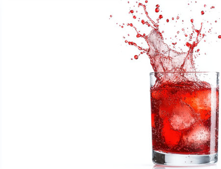 Refreshing red drink with splashの素材