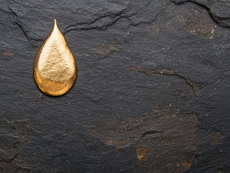 golden drop on dark slate backgroundの素材