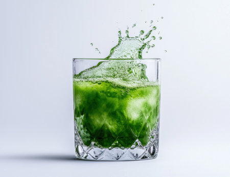 refreshing green cocktail with splashの素材