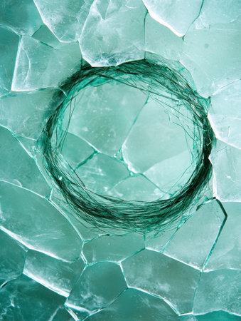 Shattered glass with abstract spiral patternの素材