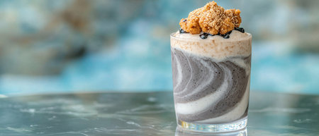 Delicious milkshake with crunchy fried chicken toppingの素材