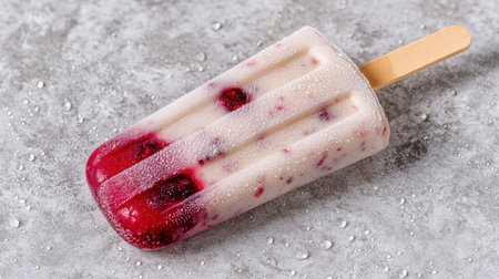 Frozen berry popsicle on concrete backgroundの素材