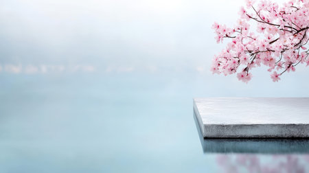 Serene spring landscape with cherry blossomsの素材