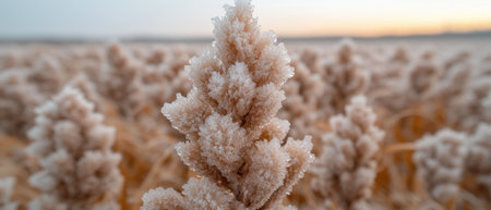 Intricate crystal formations in a winter landscapeの素材