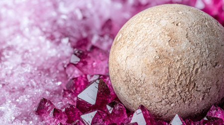Closeup of natural pink quartz crystals and stoneの素材