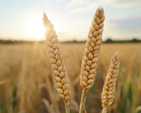 Wheat field at sunsetの素材
