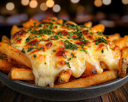 Delicious cheesy baked potato wedges with herbsの素材