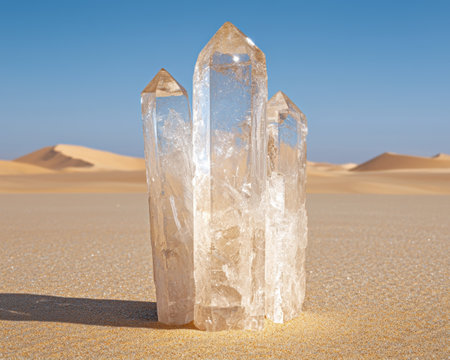 Stunning quartz crystals in the desertの素材