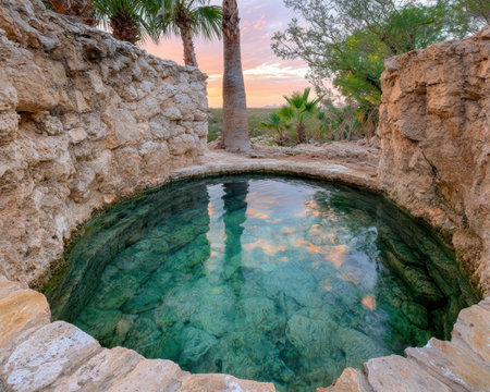 Tranquil oasis in the desert landscapeの素材