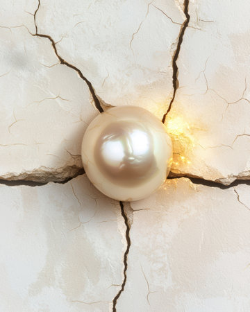 Cracked surface with large pearlの素材