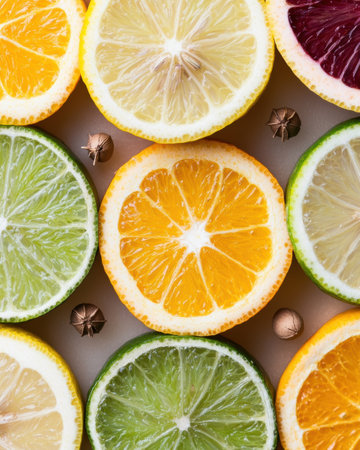 Assortment of fresh citrus fruitsの素材