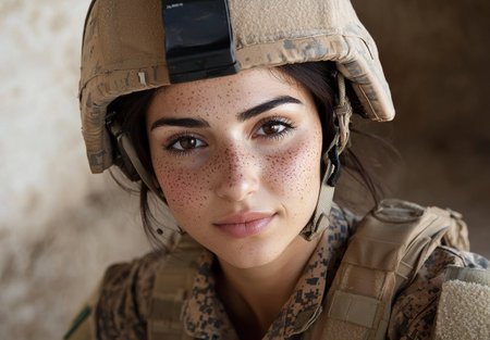 Determined soldier in military uniformの素材