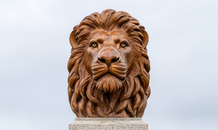 Majestic wooden lion sculptureの素材